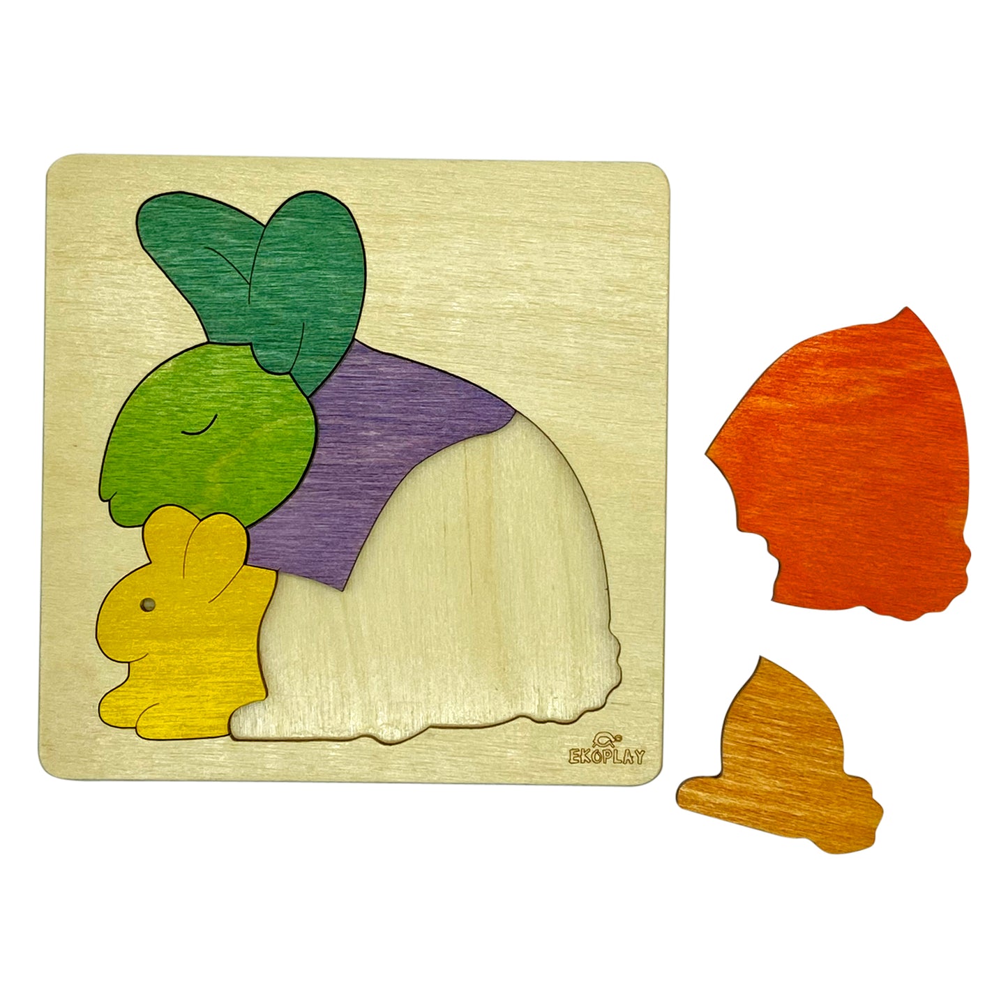 Wooden Rainbow Rabbit Puzzle Board