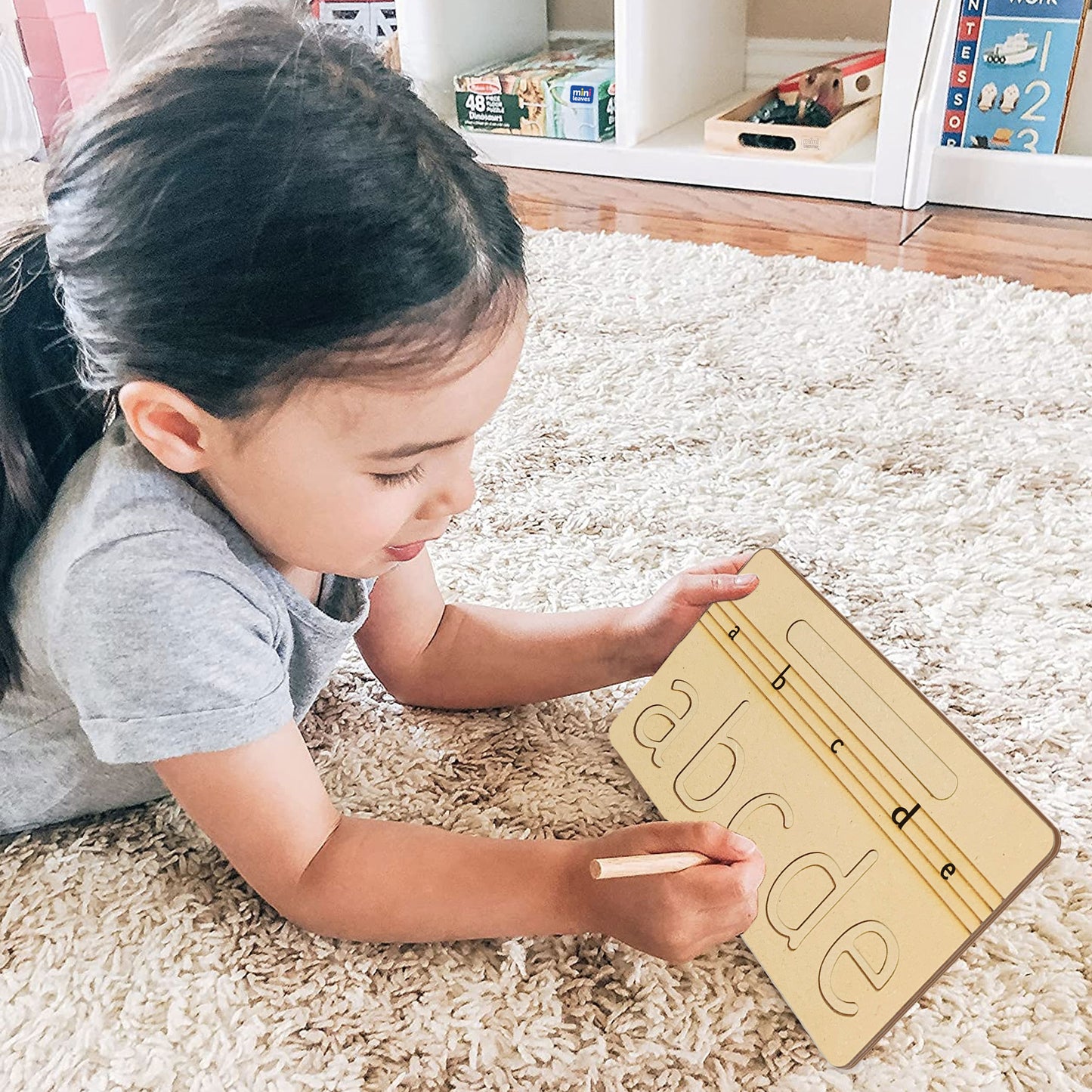 Wooden Small Alphabet Tracing Board With Dummy Pencil