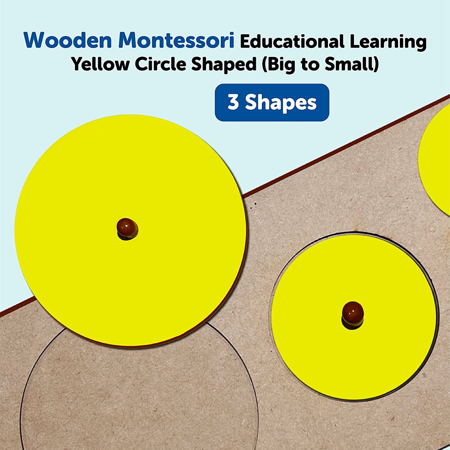 Wooden Three Round Shapes Peg Puzzle