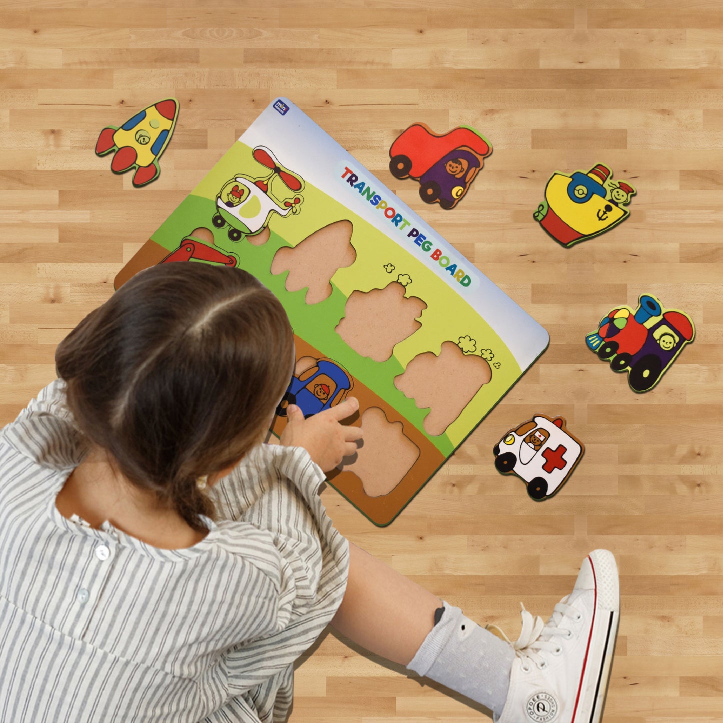 Wooden Transport Peg Board Puzzle