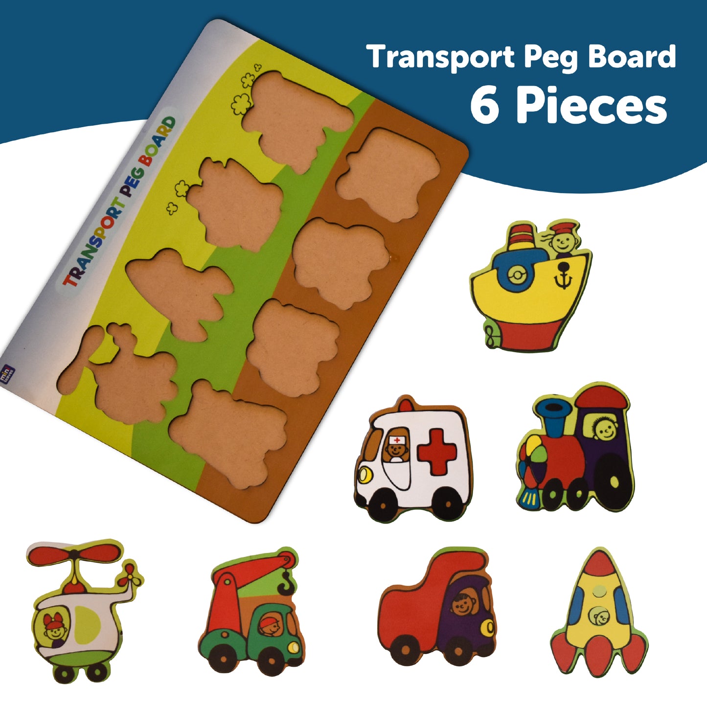Wooden Transport Peg Board Puzzle