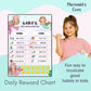 Close-up view of the day and night chore sections on the Mermaid Cove reward chart