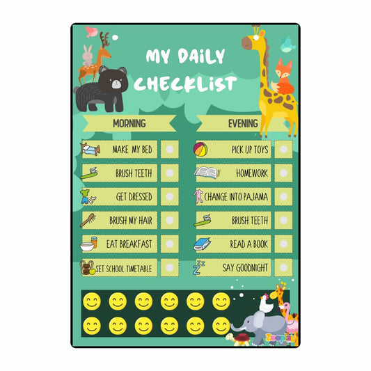Kids Daily Responsibility Chart with wild animal theme