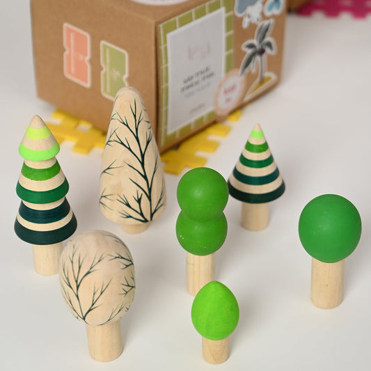 Wooden Tropical Forest Tree Toy Set
