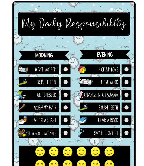 Daily Responsibility Chart For Kids