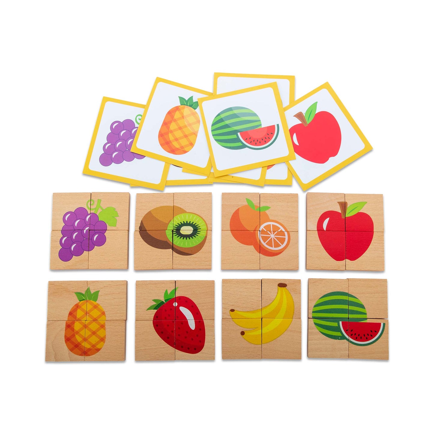 Wooden Fruits Blocks, 8 Fruit Designs in 32 Pieces