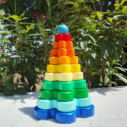 Wooden Flower Shape Stacker Big Tower