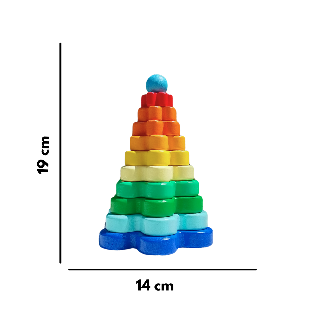 Wooden Flower Shape Stacker Big Tower