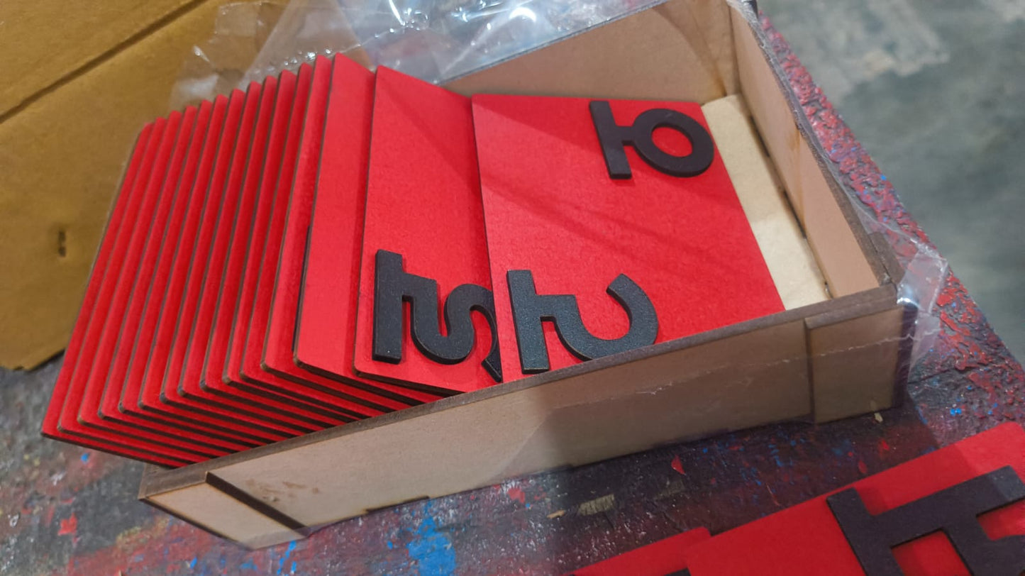 Montessori Hindi Sandpaper Alphabets with Wooden Storage Box