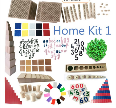 Kidken Montessori Home Kit 1: curated starter set of Montessori materials for ages 2 to 5 covering practical life, sensorial and early language activities