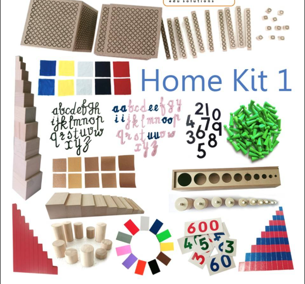 Kidken Montessori Home Kit 1: curated starter set of Montessori materials for ages 2 to 5 covering practical life, sensorial and early language activities