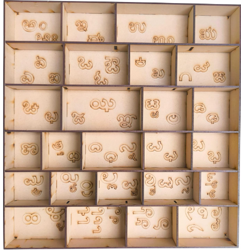 Montessori Preschool Movable Kannada Letter with Wooden Organizer Box