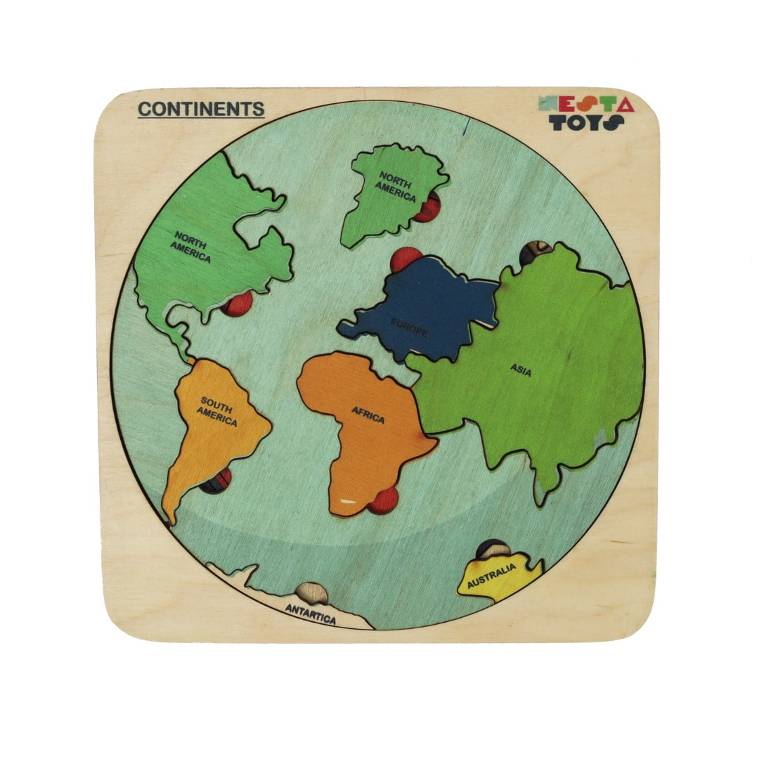 Montessori Wooden World Map with Continents & Earth Core