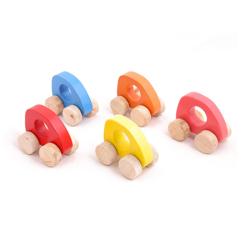 Wooden Small Push Toy Nano Car - Set of 5 pcs