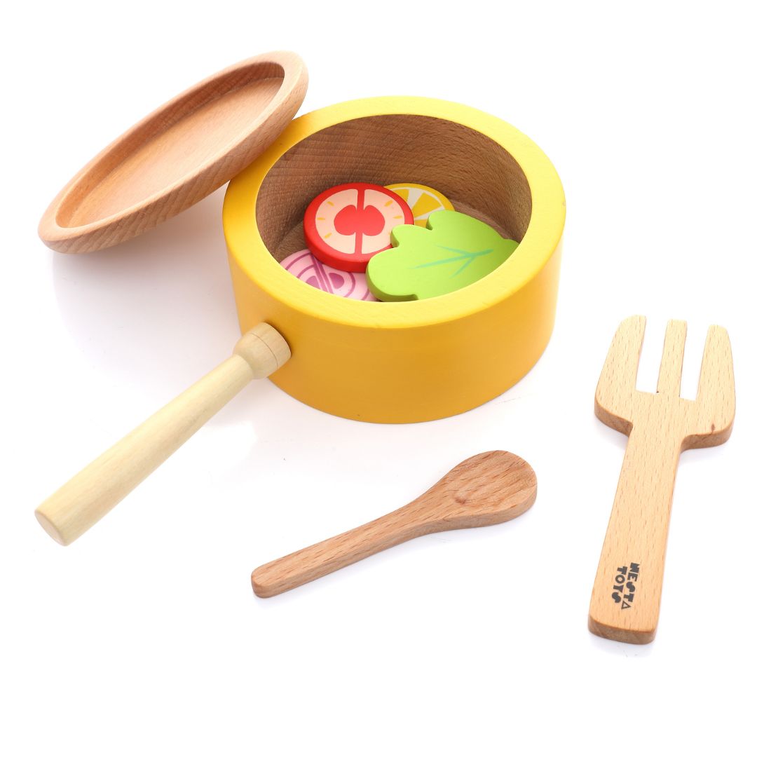 Buy Kitchen Wooden Pretend Play Toy - Set of 9 Pcs - SkilloToys.com