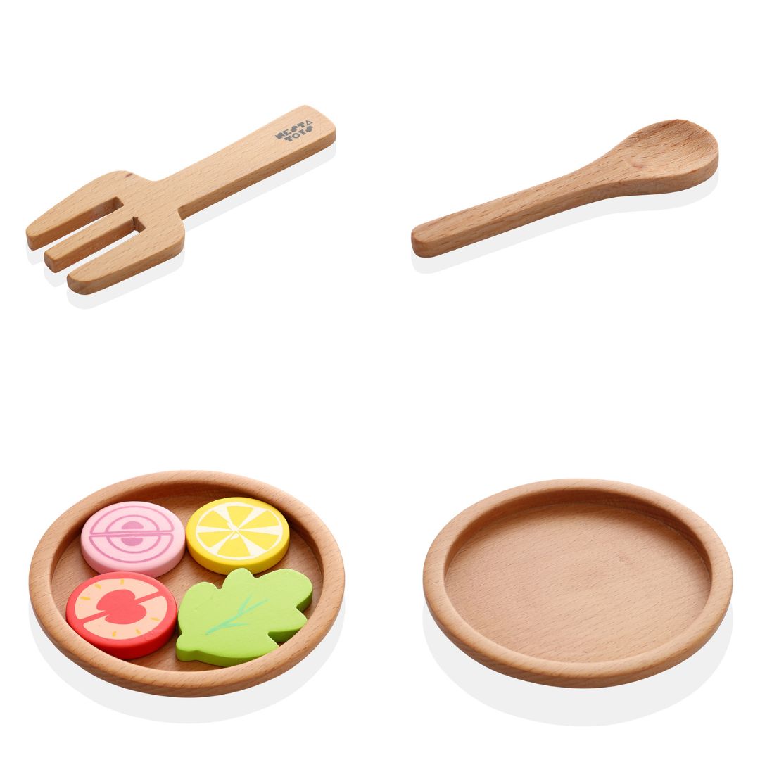 Buy Kitchen Wooden Pretend Play Toy - Set of 9 Pcs - SkilloToys.com