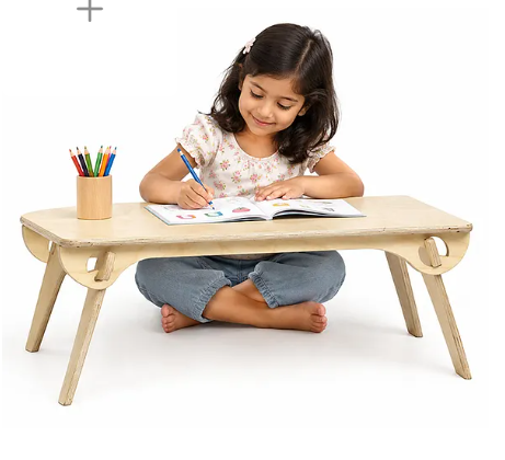 Premium Wooden Study Table for Kids  (Natural Wood Finish)