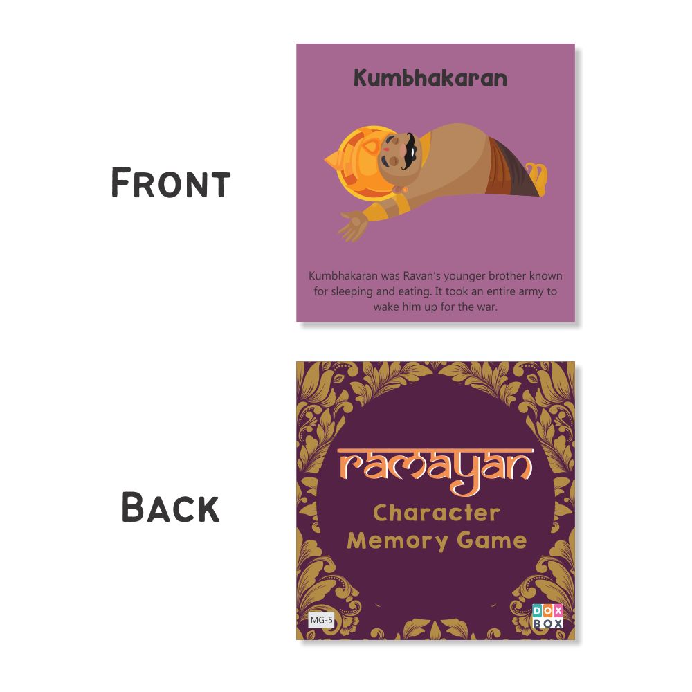Ramayan Character Memory Card Game Flashcards - Pack of 26( Includes 13 Character)