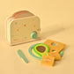 Complete Roasty Toasty wooden breakfast set spread out on a flat surface