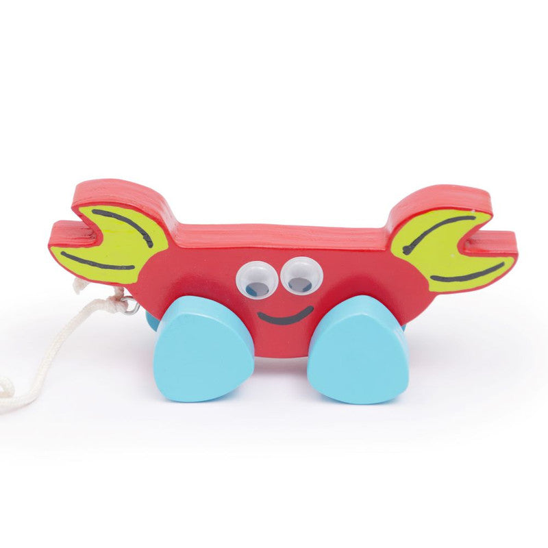 Wooden Red Crab Pull Along Toy