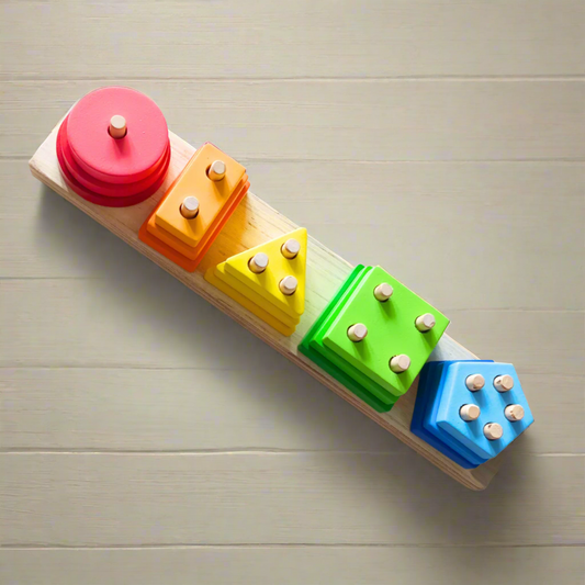 Wooden 5 Shapes Learning Stacker