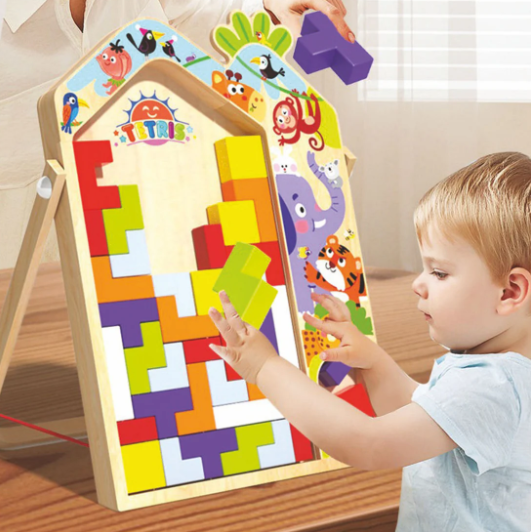 Wooden 3 in 1 Tetris for Kids - Parent Child Edition