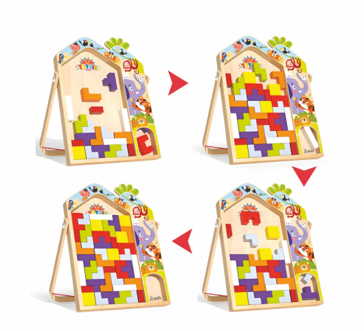 Wooden 3 in 1 Tetris for Kids - Parent Child Edition