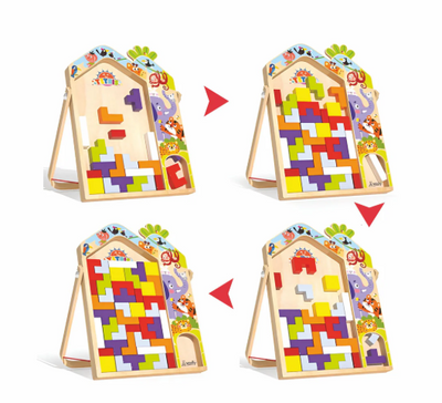 Wooden 3 in 1 Tetris for Kids - Parent Child Edition