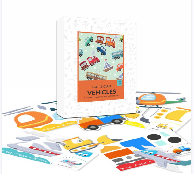Vehicles Cut And Glue Activity Kit