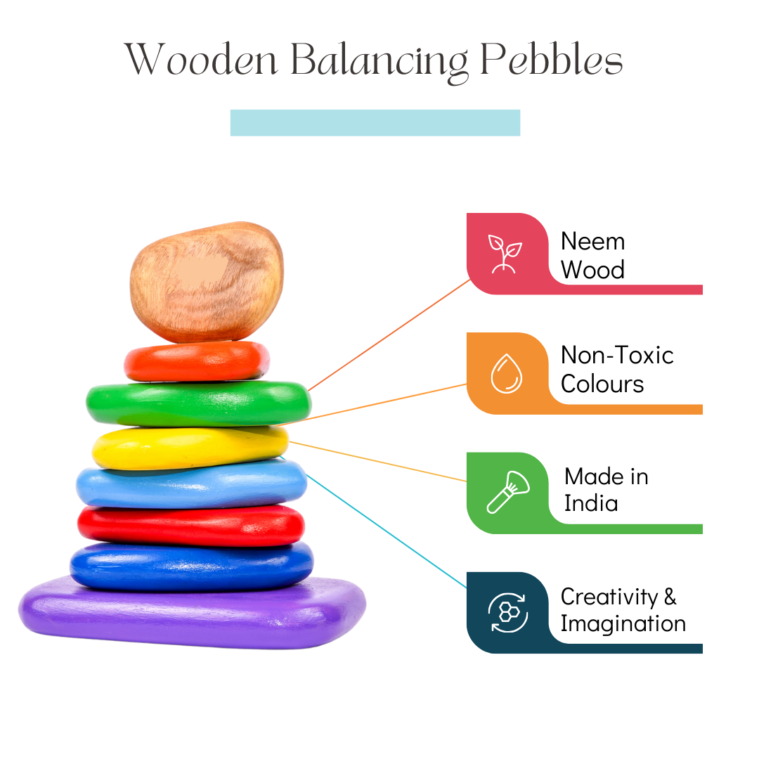 Wooden Balancing Pebbles - (8 Pcs)