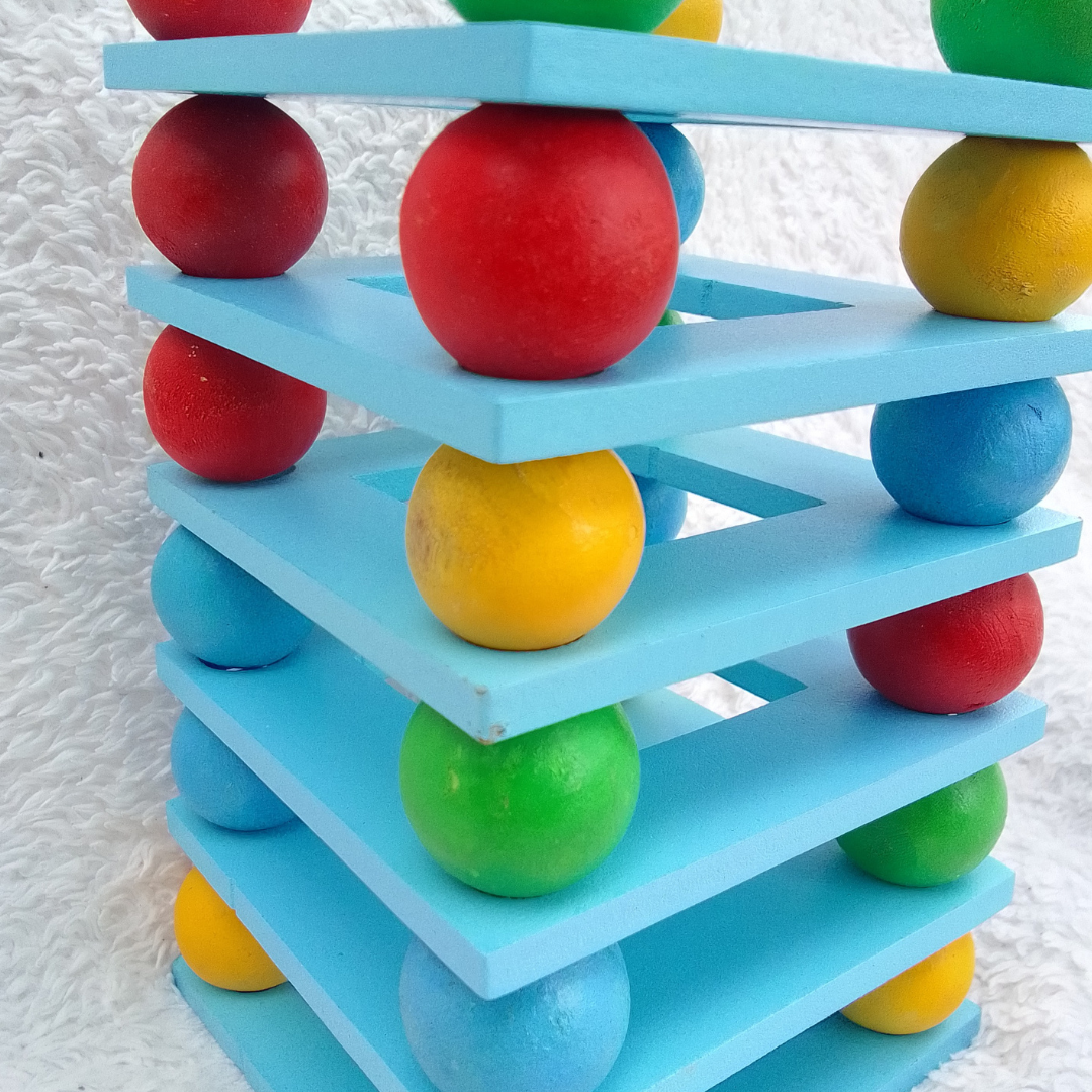 Wooden Ball Stacking Tower