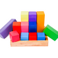 Wooden Building Blocks with Tray -Stacking Rainbow (12 Pcs)