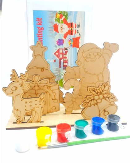 Wooden DIY Christmas Painting Kit - Set Of 5