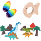 Wooden Dinosaur, Blocks, Egg Shaker (Rattle) & Teether - Combo