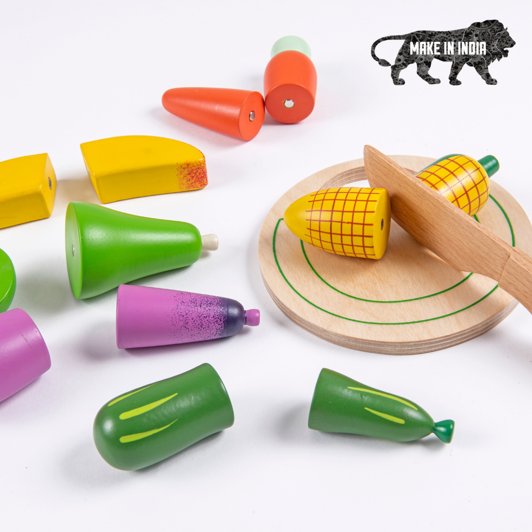 Wooden Vegetable and Fruit Toy Set  -(15 Pcs)
