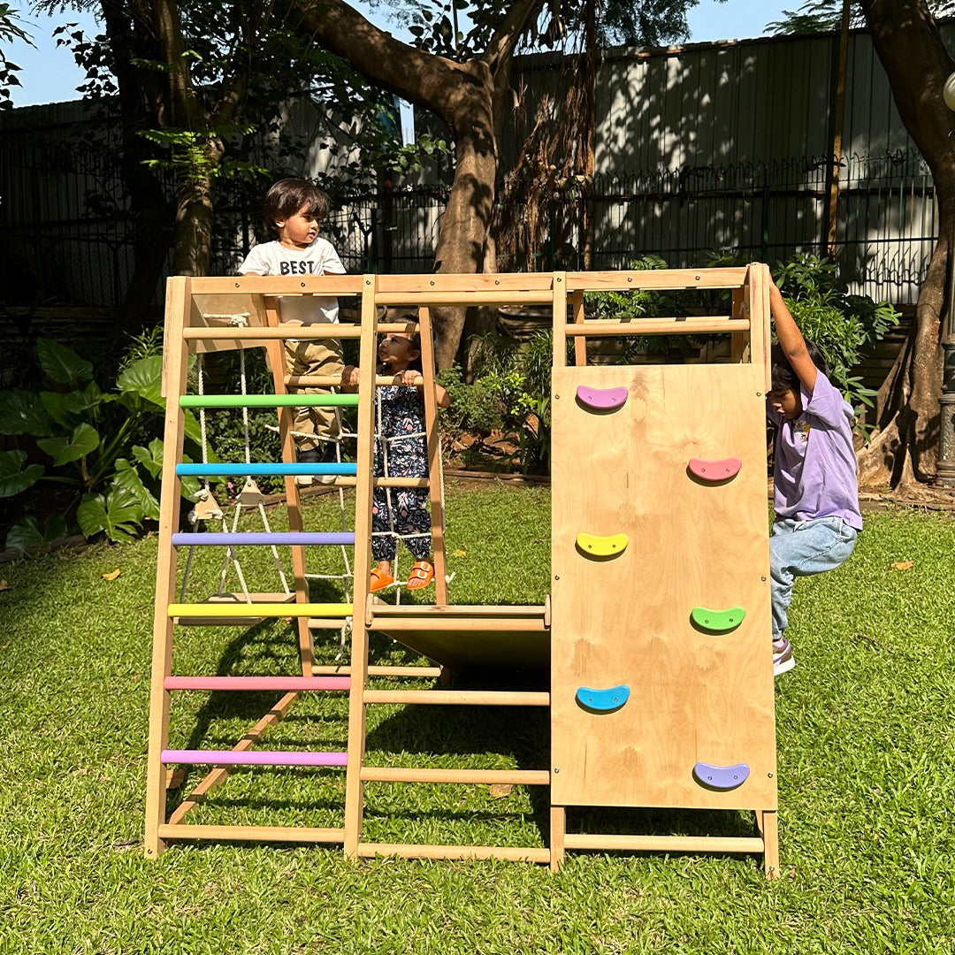 Wooden Jungle Gym 7-In-1 Play Activity - Slider - SkilloToys