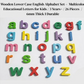 Wooden Lower Case English Alphabet Set Multicolor a-z Letters for Kids