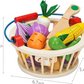 Wooden Magnetic Cutting Vegetables Food Play Toy Set with Basket for Kids