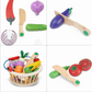 Wooden Magnetic Cutting Vegetables Food Play Toy Set with Basket for Kids