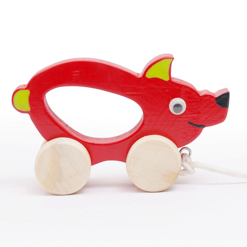 Wooden Pig Pull Along Toy