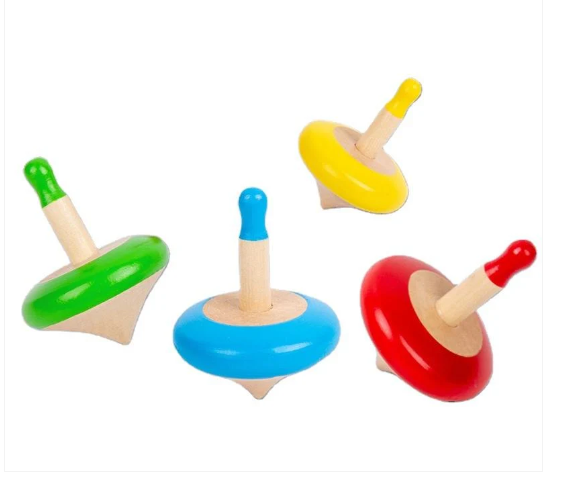 Buy Wooden Colorful Spinning Tops Set (Set of 4 colors) - SkilloToys.com