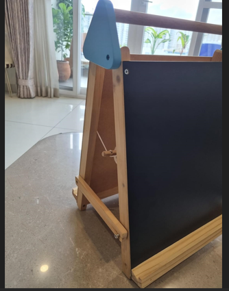 Wooden Tabletop Easel with 3-in-1  Blackboard, Whiteboard, Paper Roll, & Accessories