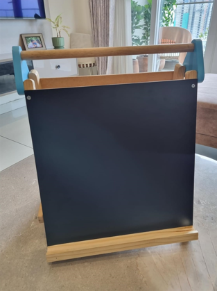 Wooden Tabletop Easel with 3-in-1  Blackboard, Whiteboard, Paper Roll, & Accessories