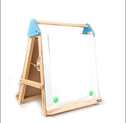 Wooden Tabletop Easel with 3-in-1  Blackboard, Whiteboard, Paper Roll, & Accessories