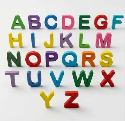 Wooden Upper Case English Alphabet Set Multicolor A-Z Letters for Kids