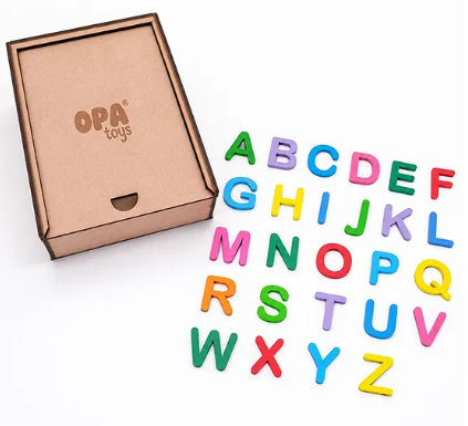 Wooden Uppercase Alphabet Puzzle with Storage Box