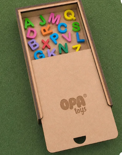 Wooden Uppercase Alphabet Puzzle with Storage Box