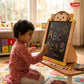 Wooden 2-in-1 easel board demonstrating compact storage