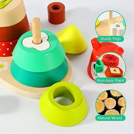 SkilloToys India wooden bear stacker designed for early childhood cognitive development