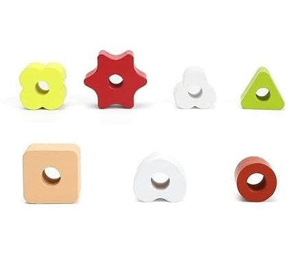 Bear-themed wooden stacking toy promoting fine motor skill development in children